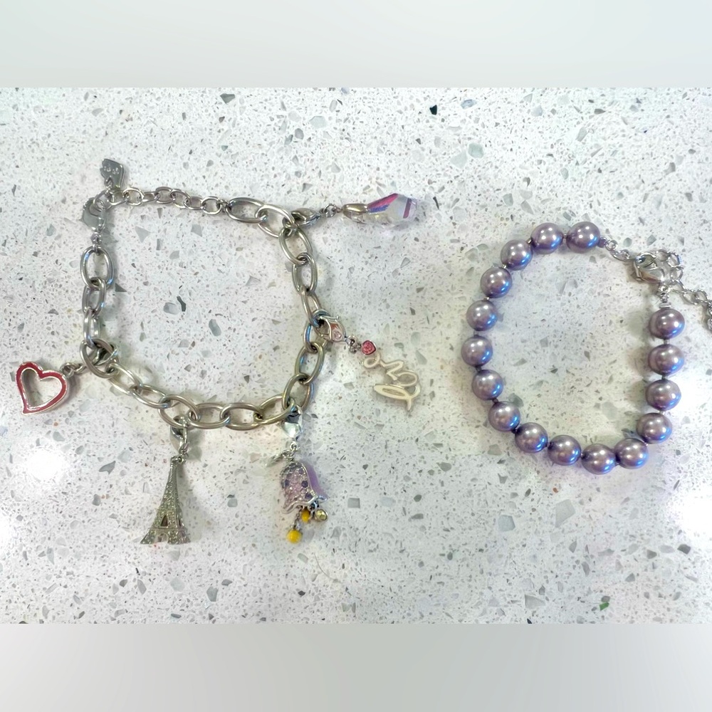 Swarovski charm bracelet set with two bracelets and 5 detachable charms